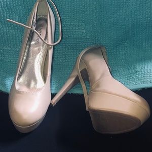 Bamboo Nude Ankle Strap Stiletto Size 10